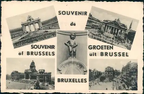 Brüssel Bruxelles Mehrbildkarte mit Stadtteilansichten, Ortsansichten 1954