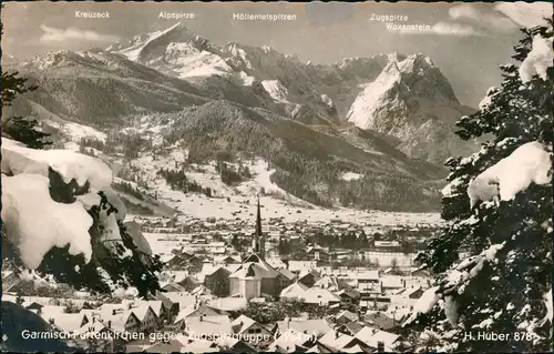 Ansichtskarte Garmisch-Partenkirchen Winter Panorama-Ansicht 1965