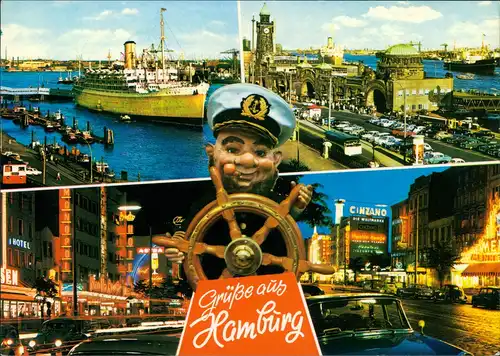 Ansichtskarte Hamburg Mehrbildkarte Reeperbahn und Hafen 1960