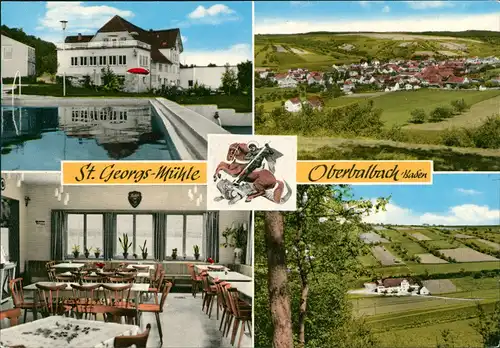 Oberbalbach Mehrbild-AK St. Georgs-Mühle und Panorama Ortsansicht 1960