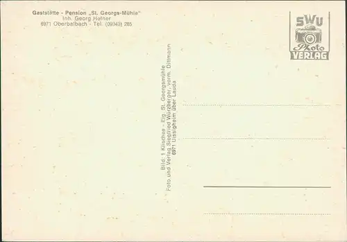 Oberbalbach Mehrbild-AK St. Georgs-Mühle und Panorama Ortsansicht 1960