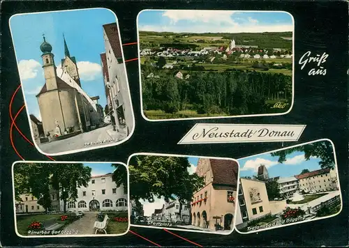 Neustadt a.d.Donau Mehrbildkarte mit Römerbad, Kirche, Stadtplatz uvm. 1968
