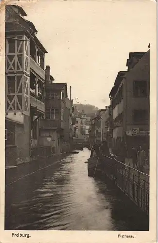 Ansichtskarte Freiburg im Breisgau Häuser Partie in der Fischerau 1925