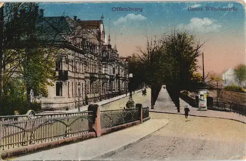 Ansichtskarte Offenburg Partie Untere Wilhelmstrasse 1918