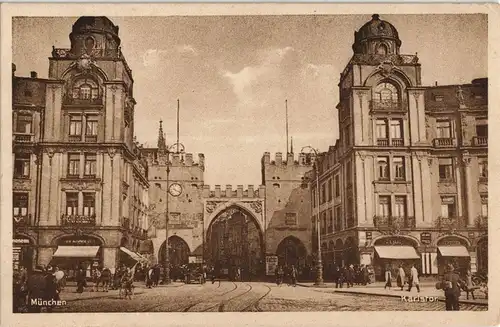 Ansichtskarte München Häuser Partie am Karlstor 1920