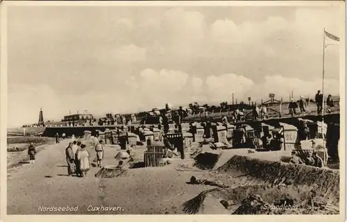 Ansichtskarte Cuxhaven Strandleben, Kugelbake 1931