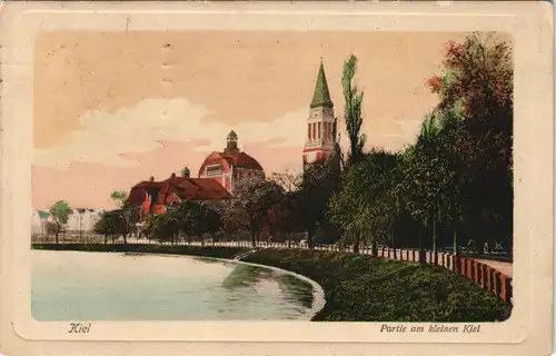 Ansichtskarte Kiel am kleinen Kiel - coloriert 1914