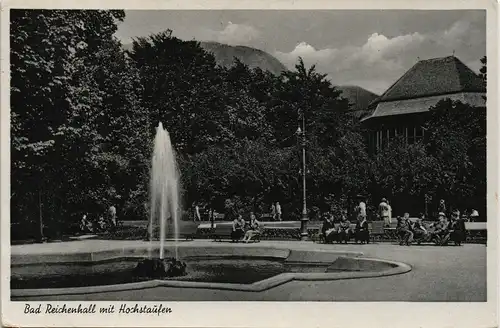 Bad Reichenhall Park Ansicht mit Springbrunnen, Wasserspiele 1953