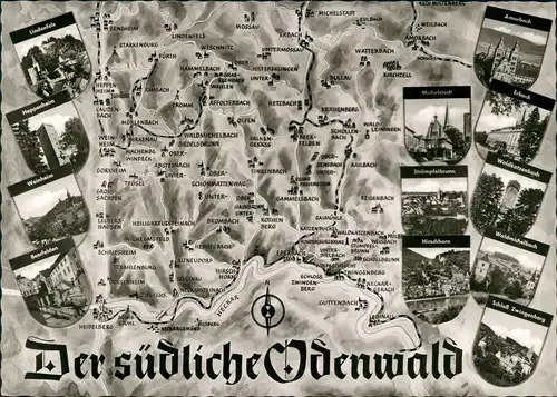 .Baden-Württemberg Südlicher Odenwald (Mittelgebirge) mit div.Relief-AK 1960