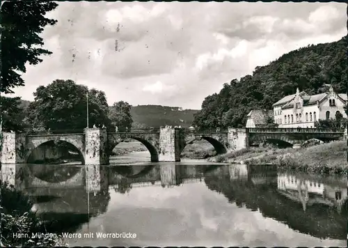 Hannoversch Münden Hann. Münden Panorama mit Werra und Werrabrücke 1978