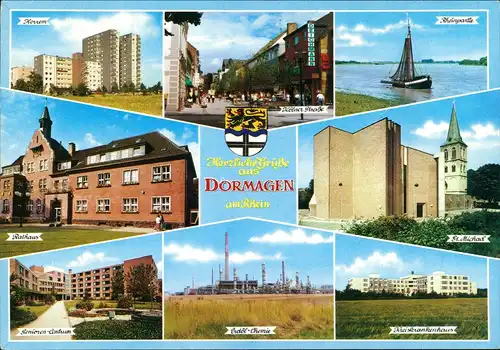 Dormagen Mehrbild-AK Erdöl-Chemie-Fabrik, Seniorenheim uvm. 1990