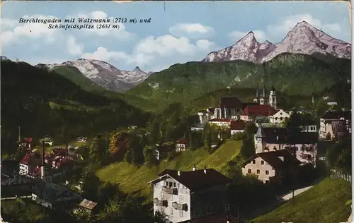 Berchtesgaden Panorama mit Watzmann (2713 m) und Schönfeldspitze (2651 m) 1920