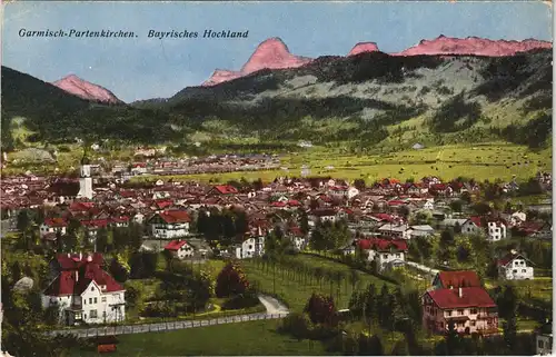 Garmisch-Partenkirchen Panorama Stadt und Bayrisches Hochland 1920