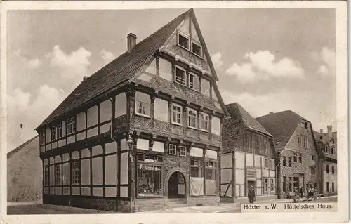 Höxter (Weser) Hütte'sches Haus Strassen Ansicht Geschäft Moseke 1920