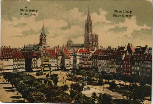 CPA Straßburg Strasbourg Kleberplatz, Stimmungsbild 1908