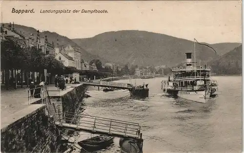 Ansichtskarte Boppard Straße, Anlegestelle Rheindampfer 1919