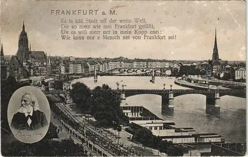 Ansichtskarte Frankfurt am Main Stadt - Spruch, 2 Bild Karte 1908