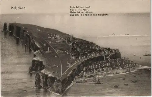 Ansichtskarte Helgoland (Insel) Vogelschau - Künstlerkarte 1913