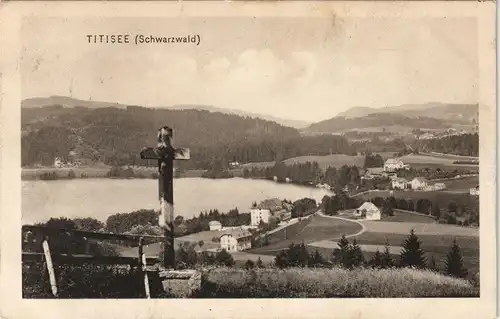 Ansichtskarte Titisee Wegweiser - partie an der Stadt 1912