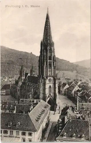 Ansichtskarte Freiburg im Breisgau Münster, Straßenblick 1912