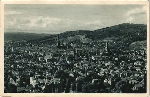 Ansichtskarte Freiburg im Breisgau Totale 1929