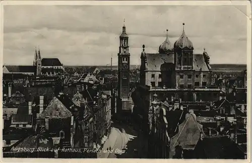 Ansichtskarte Augsburg Stadt mit Straßenblick 1937