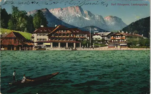 Ansichtskarte Schönau am Königssee Landungsplatz und Hotel 1918