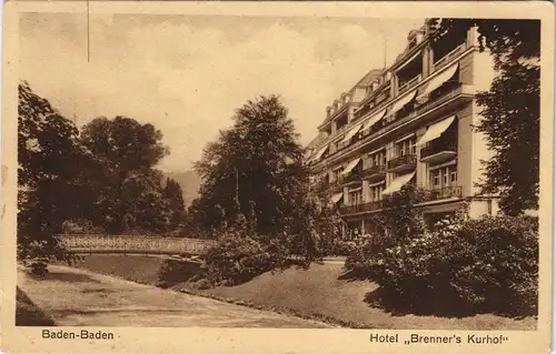 Ansichtskarte Baden-Baden Hotel „Brenner's Kurhof" 1916
