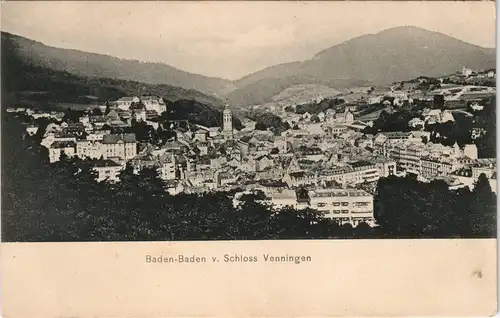 Ansichtskarte Baden-Baden vom Schloss Venningen 1906