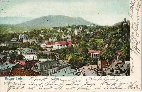 Ansichtskarte Baden-Baden Stadtpartie 1908