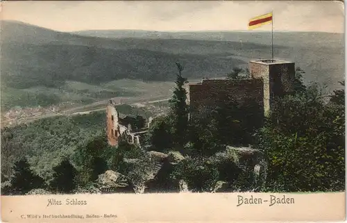 Ansichtskarte Baden-Baden Blick auf das alte Schloß 1912