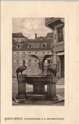 Ansichtskarte Baden-Baden Sophienstrasse, Reiherbrunnen 1911