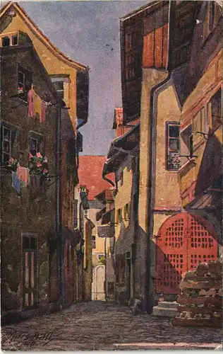 Ansichtskarte Lindau (Bodensee) Citronengässle, Künstlerkarte 1912