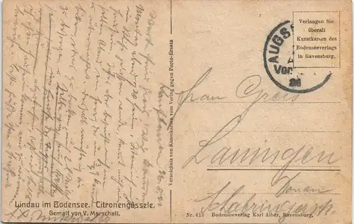 Ansichtskarte Lindau (Bodensee) Citronengässle, Künstlerkarte 1912