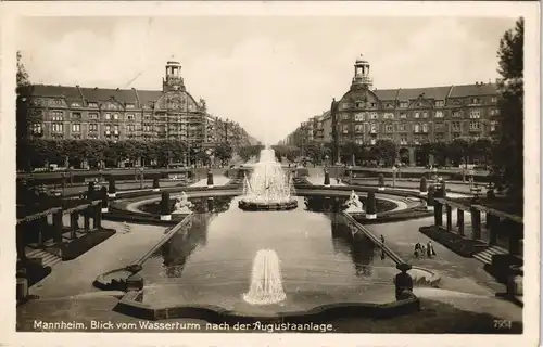 Ansichtskarte Mannheim Wasserturm nach der Augustusanlage 1944