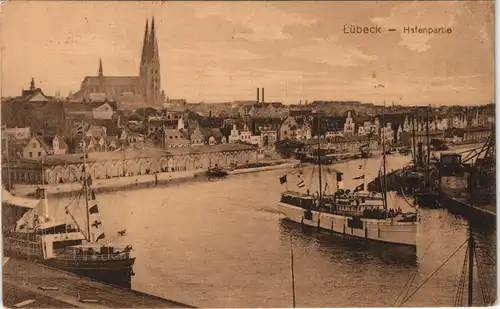 Lübeck Hafen Schiff 1918    Feldpost gelaufen an das Schiff SMS Lothringen