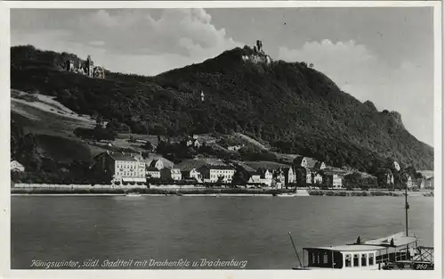 Königswinter südl. Stadtteil mit Drachenfels u. Drachenburg 1930