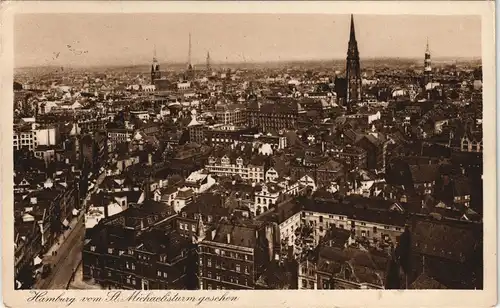 Ansichtskarte Hamburg Stadt Panorama vom St. Michaelisturm 1939