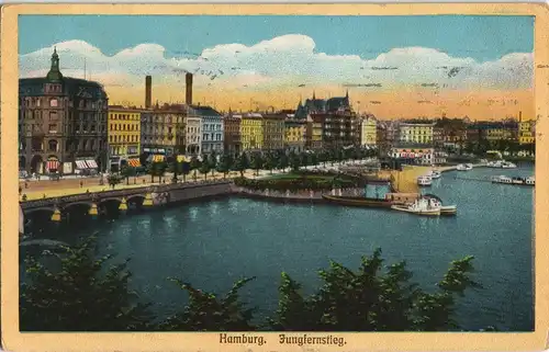 Hamburg Jungfernstieg Alter & Stadt Panorama 1915   1. Weltkrieg Feldpost gel