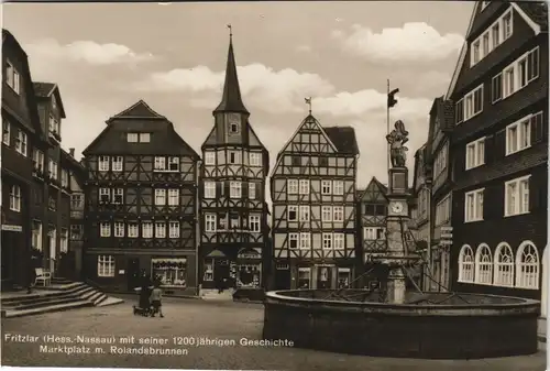 Ansichtskarte Fritzlar Marktplatz m. Rolandsbrunnen 1930