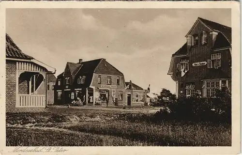 Ansichtskarte St. Peter-Ording Strassen Partie am Kaufhaus Richter 1920