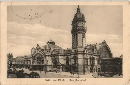 Ansichtskarte Köln Hauptbahnhof (Railway Station Cologne) 1920