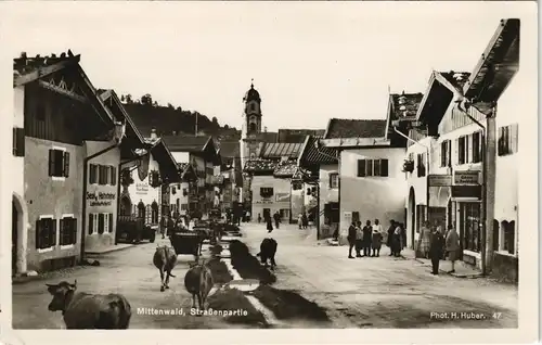 Ansichtskarte Mittenwald Strassen Ansicht Echtfoto-AK H. Huber 1930