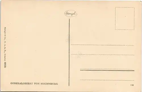 Ansichtskarte  GENERALOBERST VON HINDENBURG mit Orden Künstlerkarte 1915