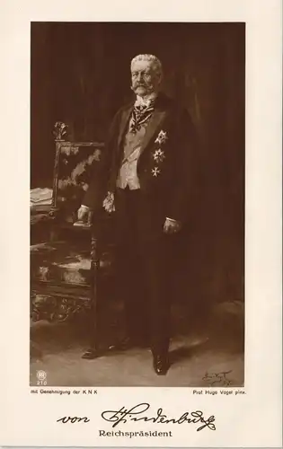 Reichspräsident Generalfeldmarschall Hindenburg Porträt-AK 1925