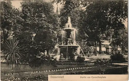 Ansichtskarte Düsseldorf Corneliusplatz - Springbrunnen 1906