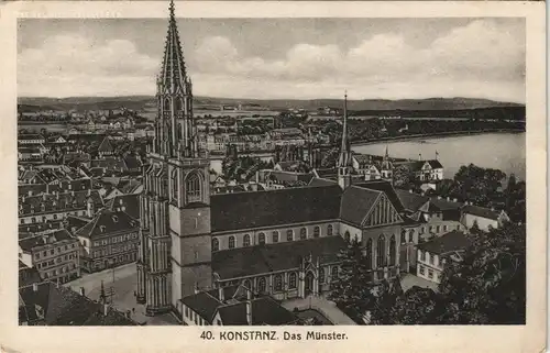 Ansichtskarte Konstanz Stadt mit Münster - Künstlerkarte 1923