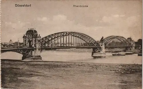 Ansichtskarte Düsseldorf Rheinbrücke, Dampfer 1922