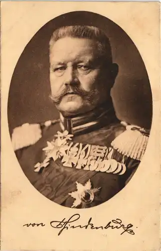 Generalfeldmarschall Hindenburg mit div. Orden Porträt-AK 1915