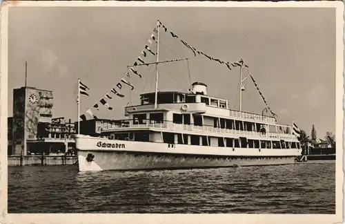 Bodensee-Motorschiff SCHWABEN 1950   Bordstempel Schiffes (schwacher Abschlag)